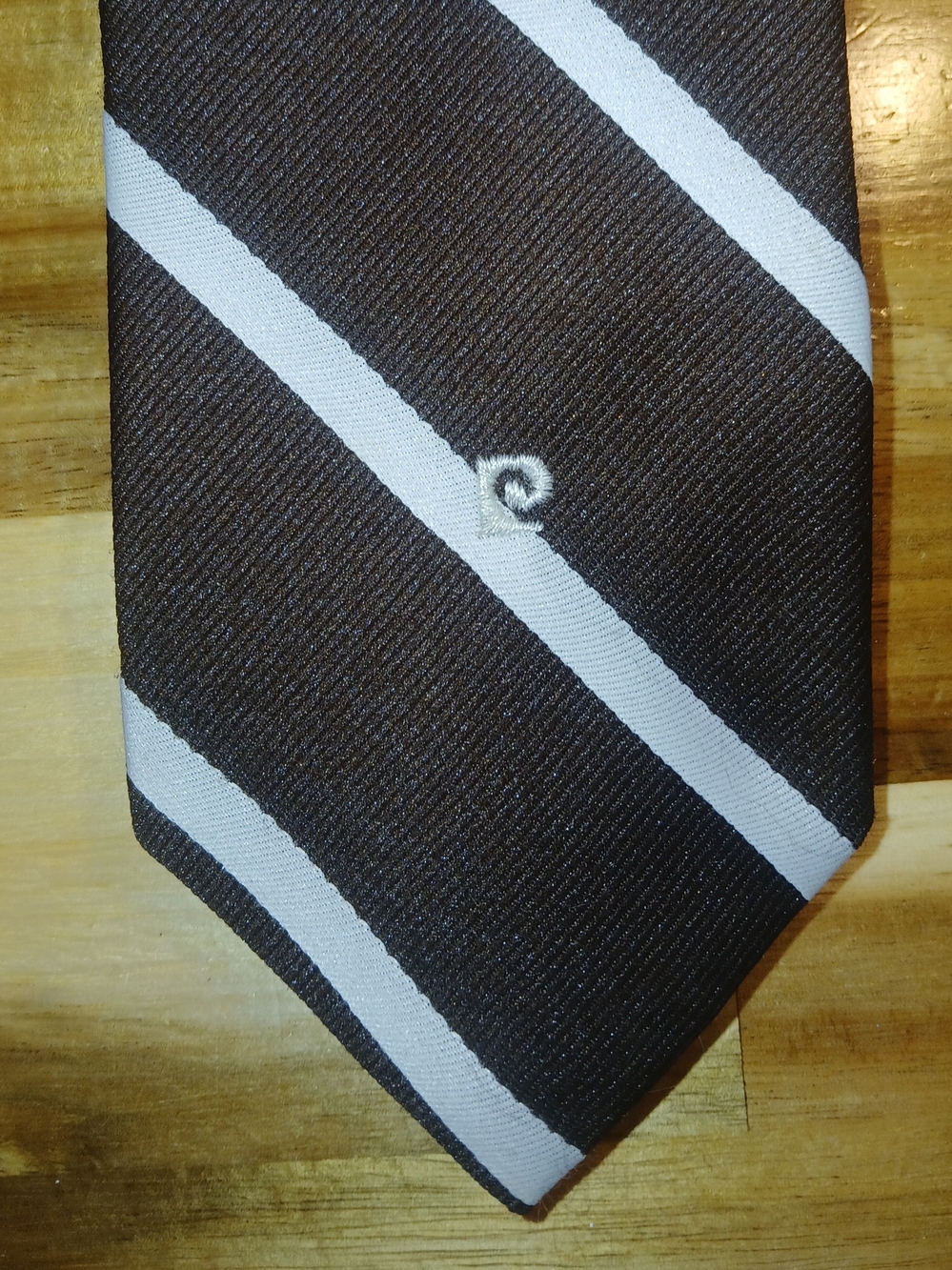 Pierre Cardin Black Tie with White Diagonal Stripes